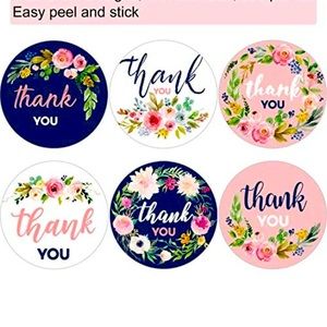 50 Floral Thank you stickers- 6 different designs